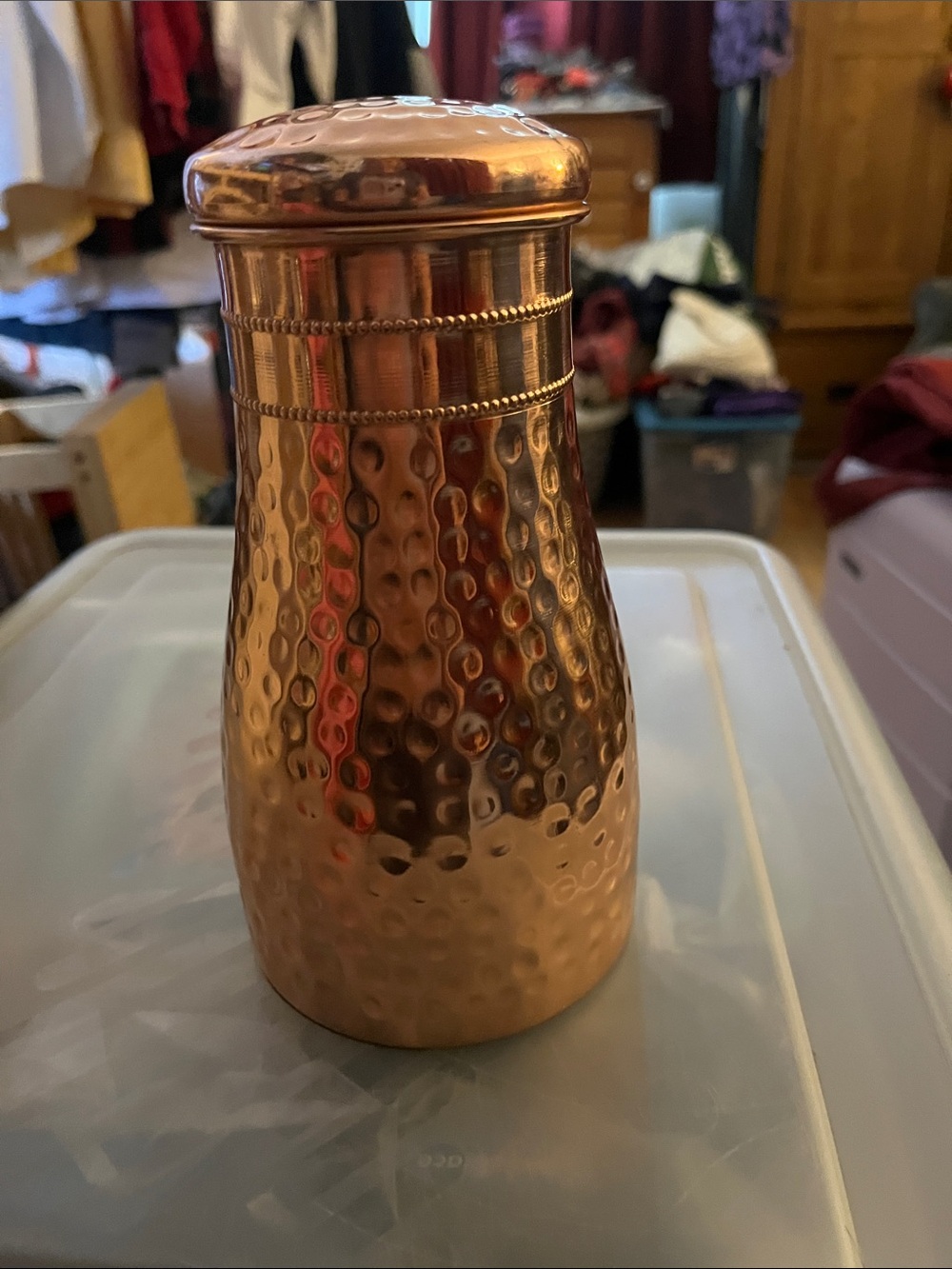 Hammered Copper Decorative Canister - Copper Finish